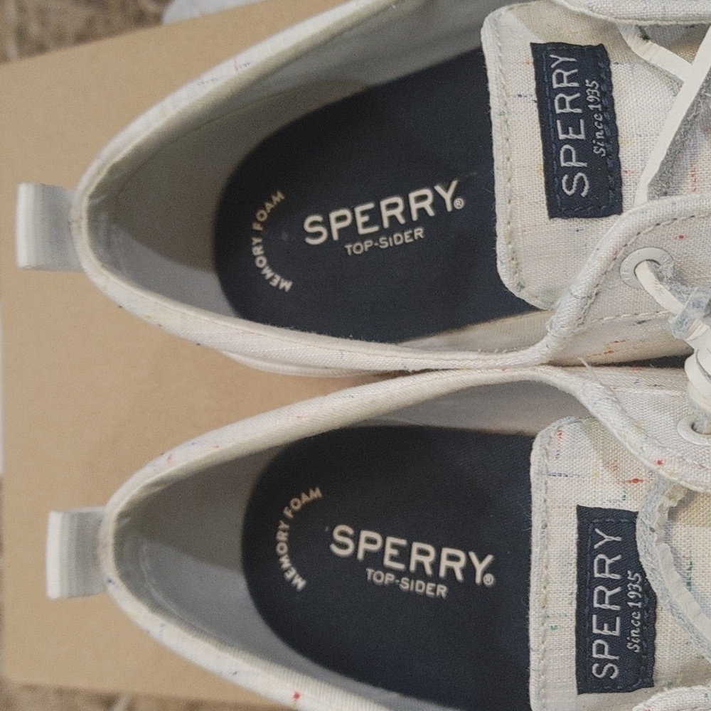 Sperry Crest Vibe womens platform tennis shoes.  White w/ multi colored flecks - Picture 5 of 11